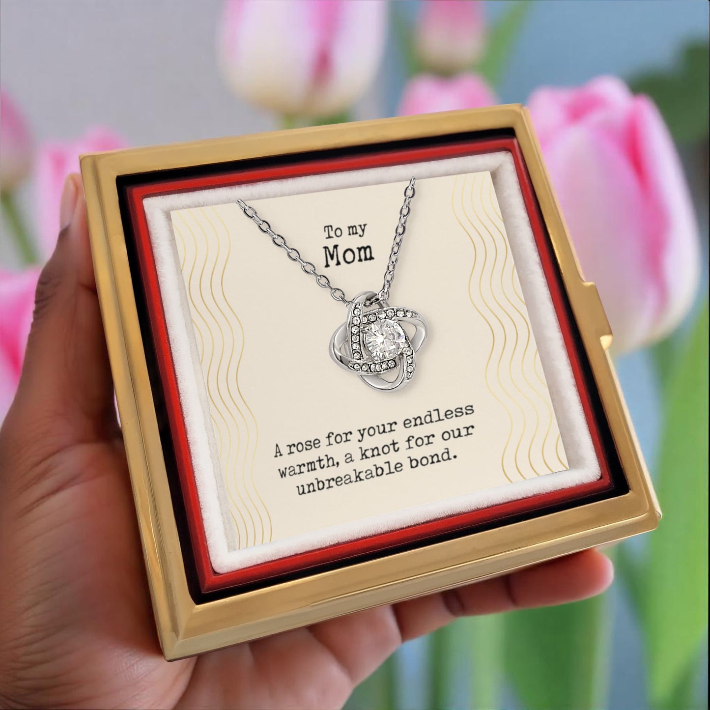 Mom Rotating Rose Box Necklace Gift Set