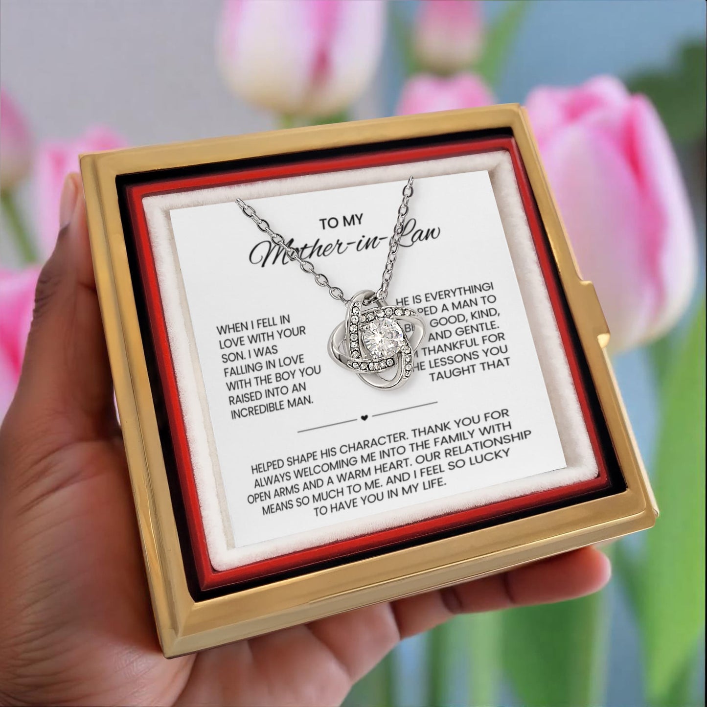 To My Mother in Law Necklace Rotating Rose Box