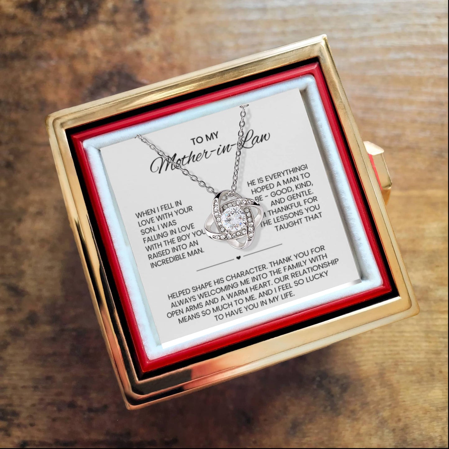 To My Mother in Law Necklace Rotating Rose Box
