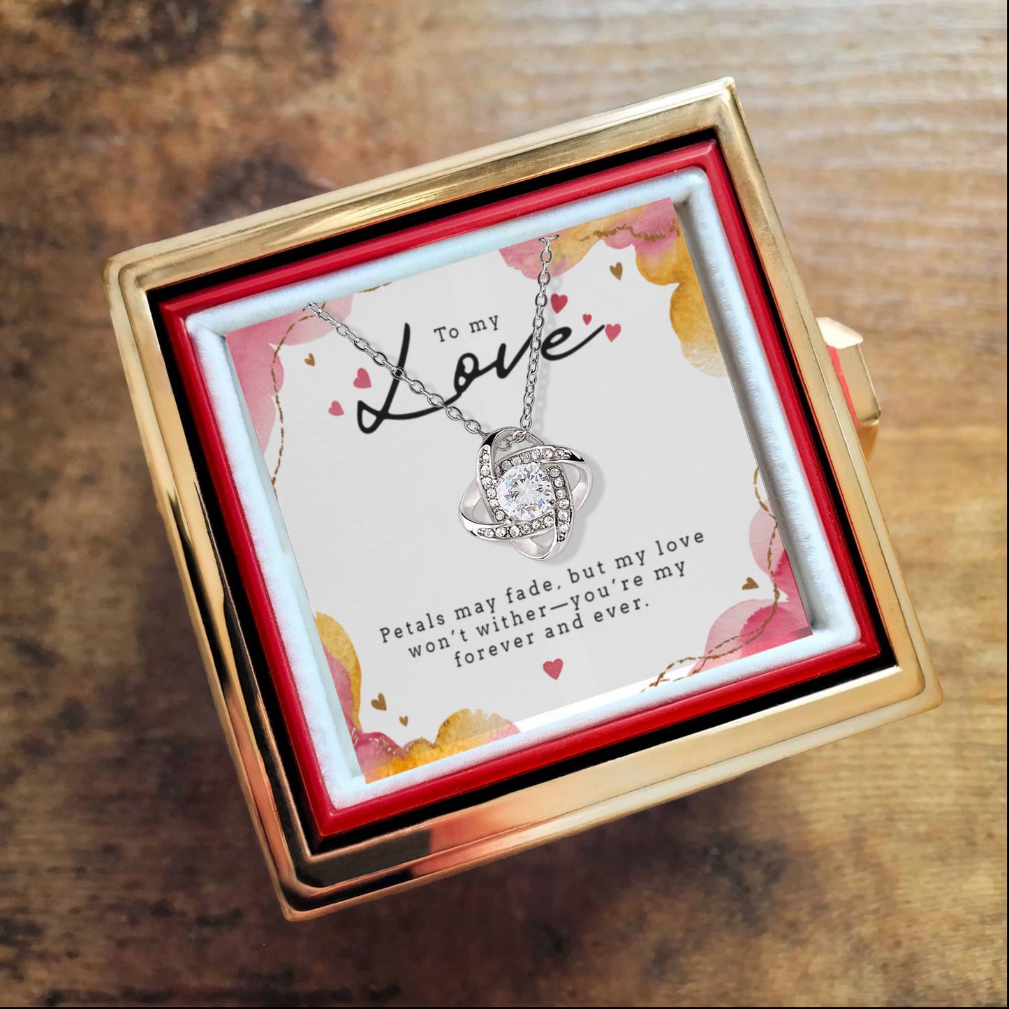 Wife Gift Set Rotating Rose Necklace