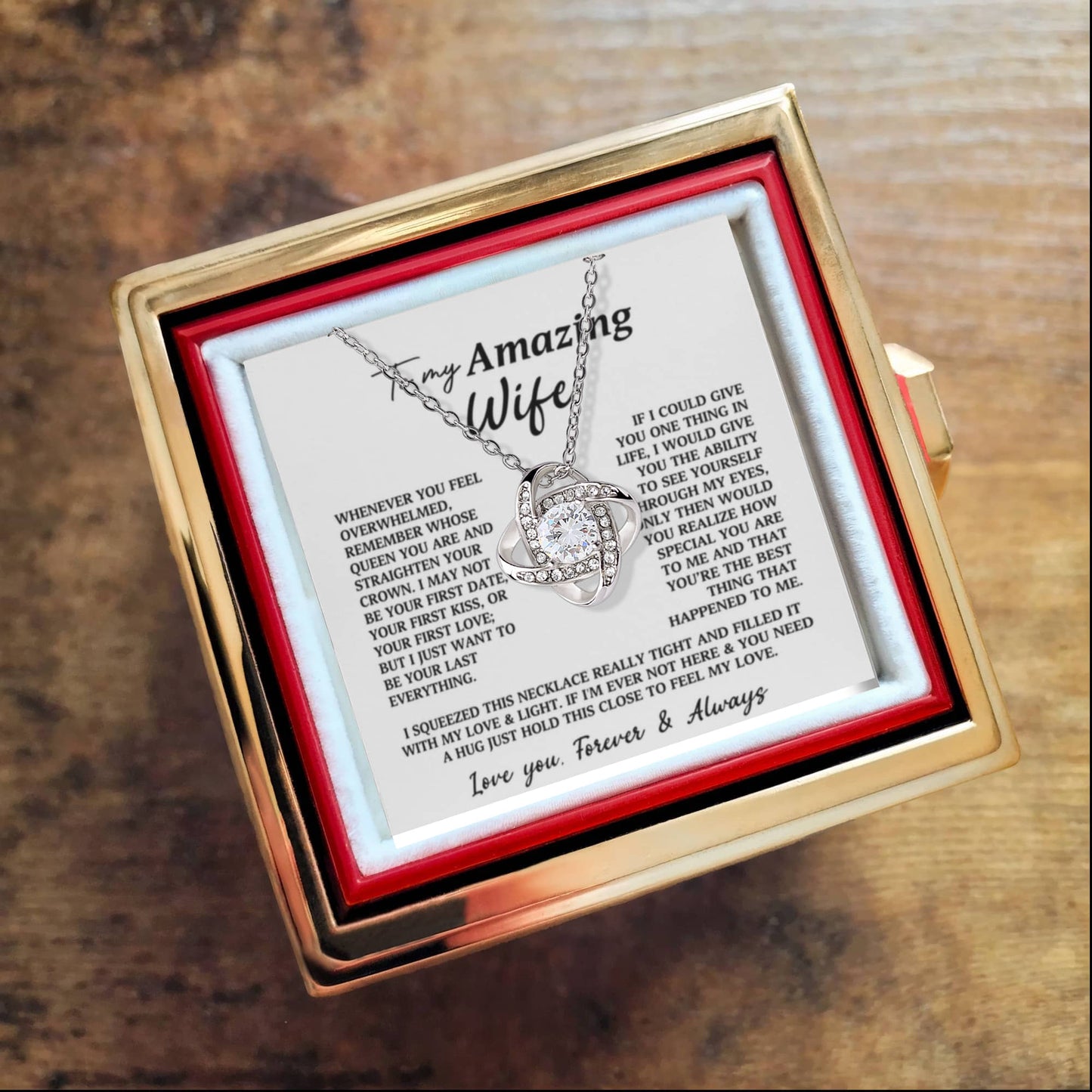 To My Wife Preserved Rose and Necklace Gift Set