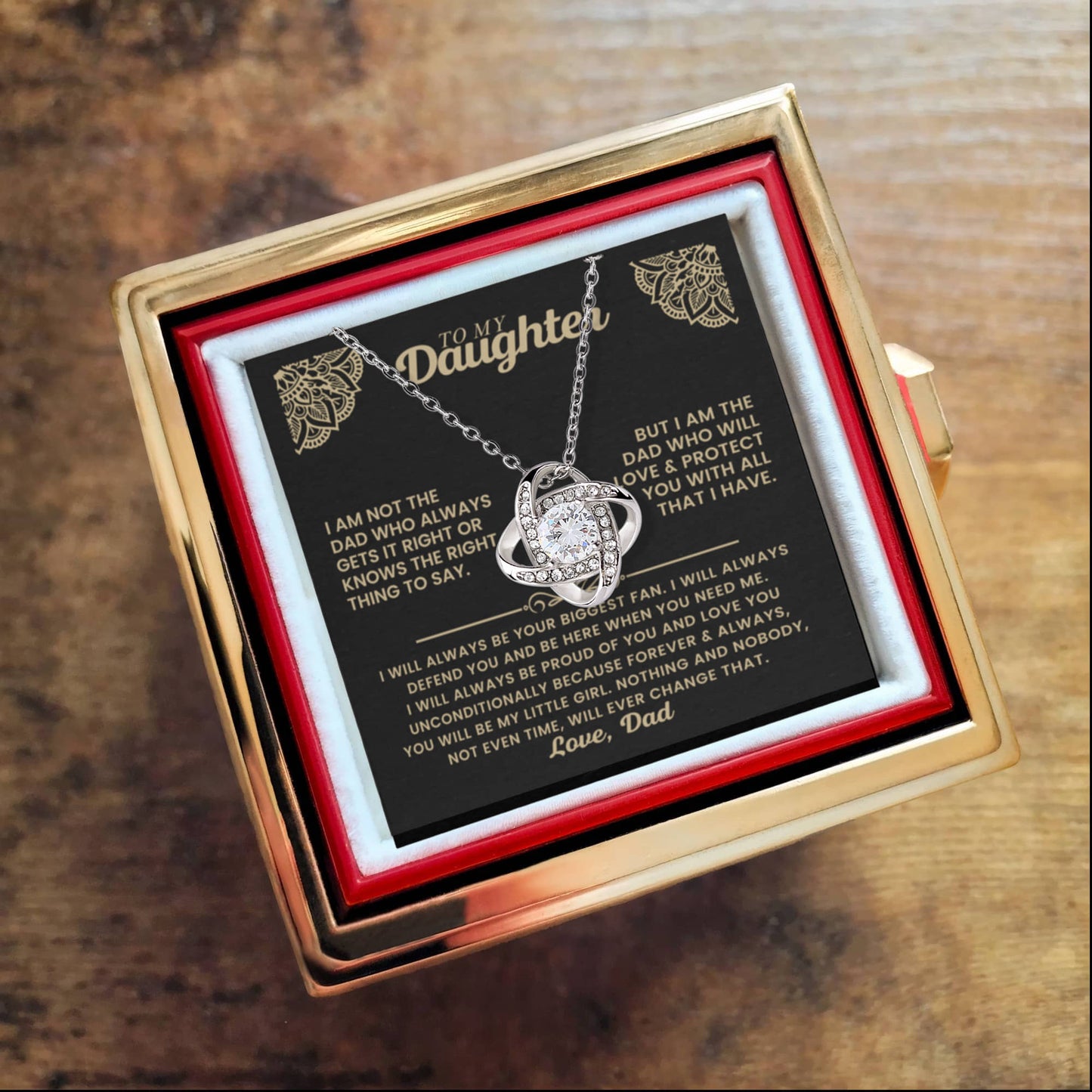 Daughter from Dad Rotating Rose Necklace Gift Set
