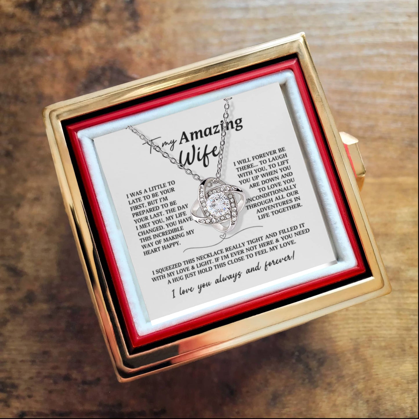 To My Wife Preserved Rose and Necklace Gift Set