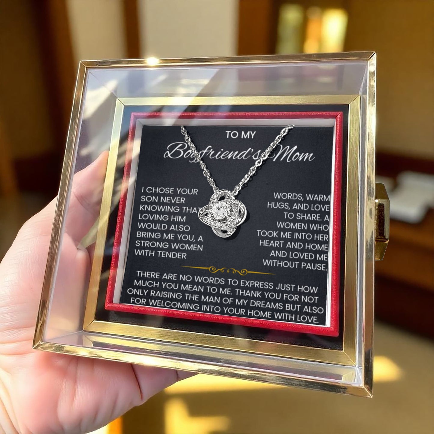 Boyfriends Mom Necklace with Preserved Rose