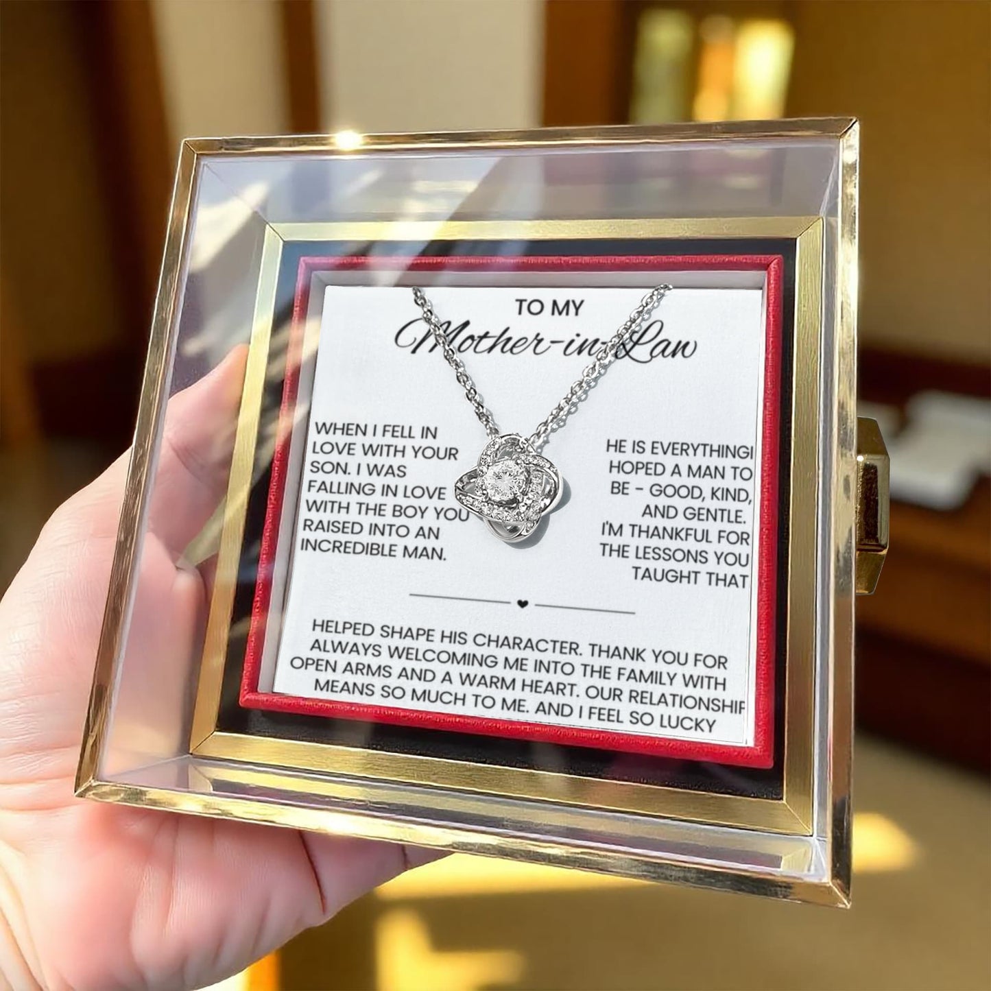 To My Mother in Law Necklace Rotating Rose Box