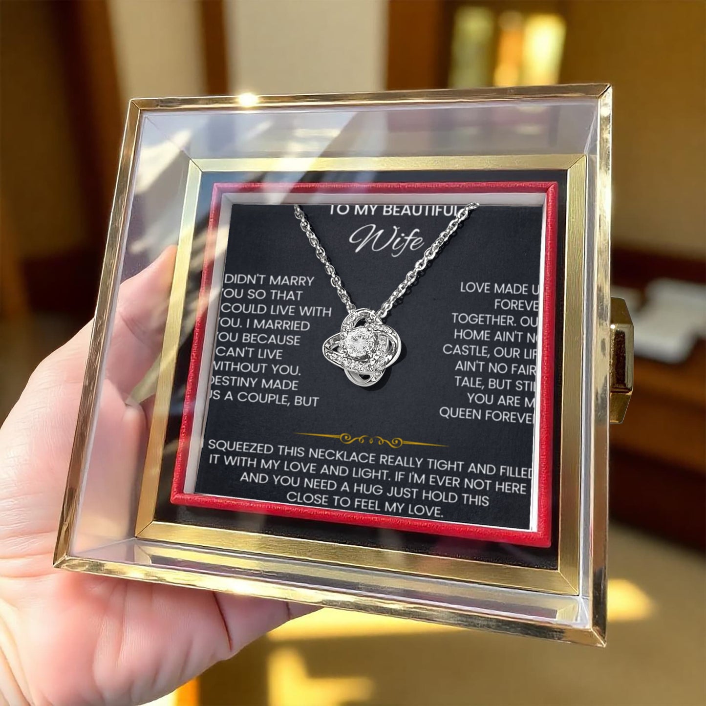 Wife Necklace and Preserved Rose Gift Set