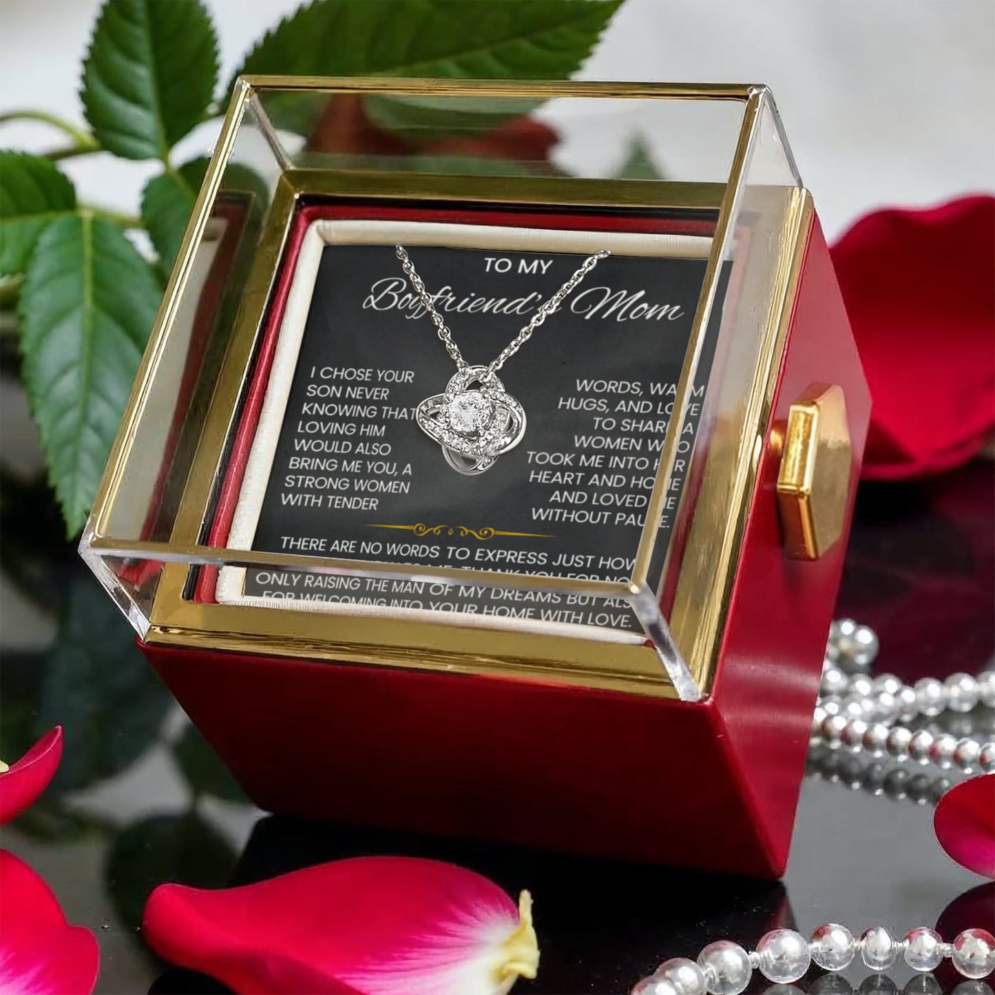 Boyfriends Mom Necklace with Preserved Rose