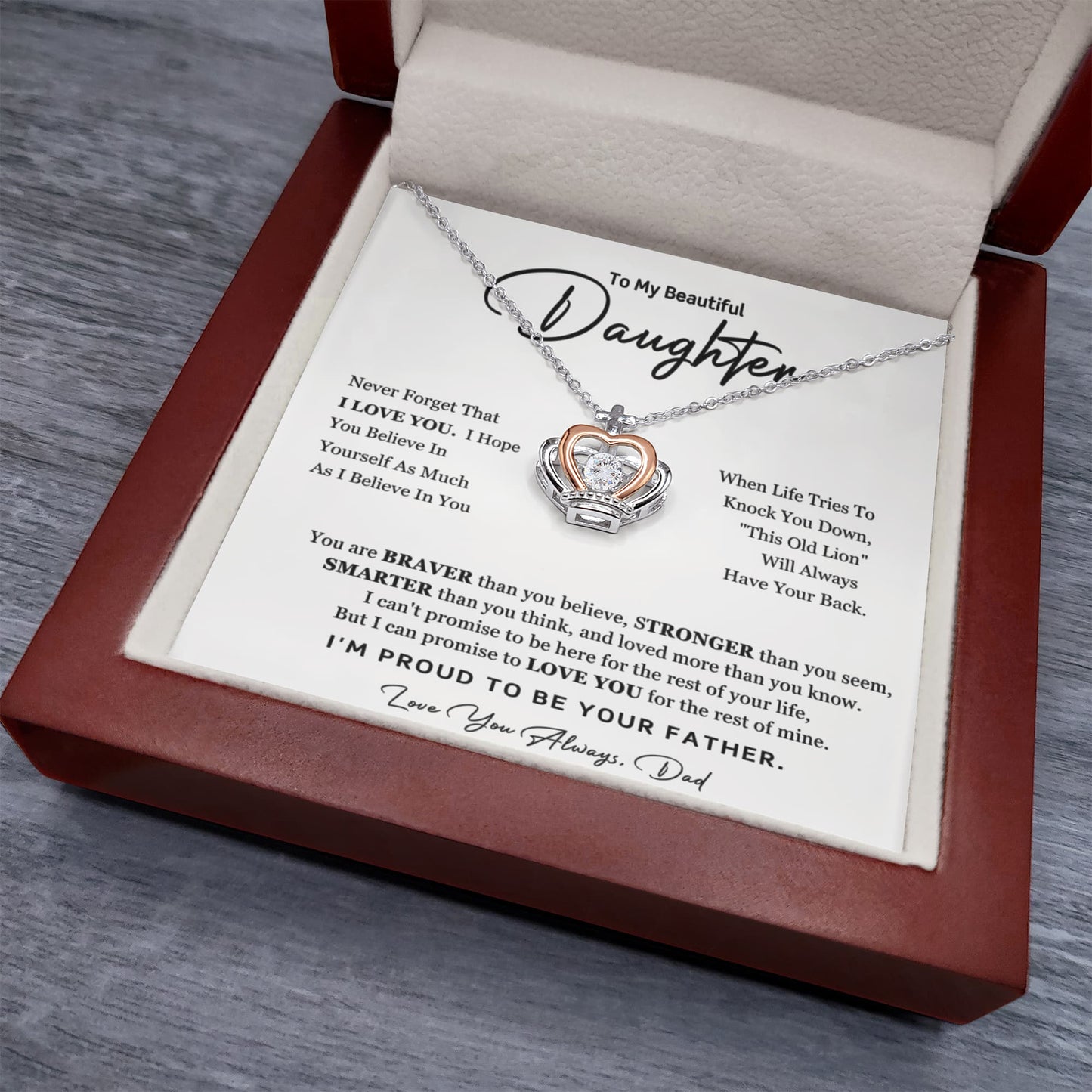 Daughter from Dad Crown Necklace