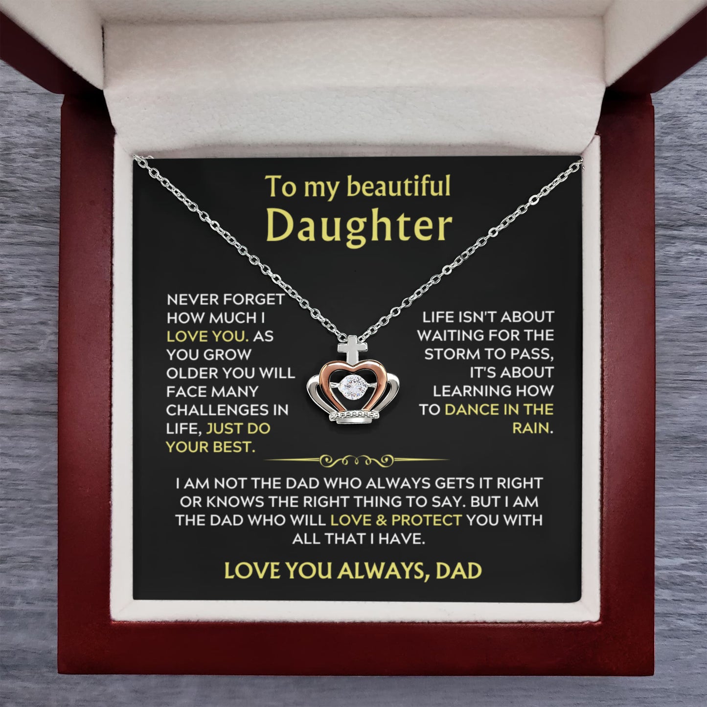 To My Daughter Crown Necklace Gift from Dad