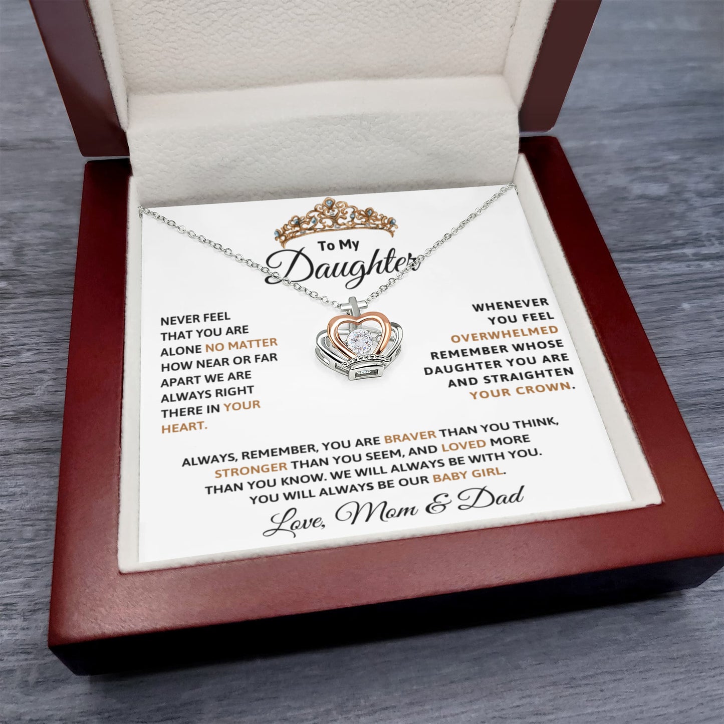 To My Daughter Crown Necklace -Quinceañera Birthday Gift