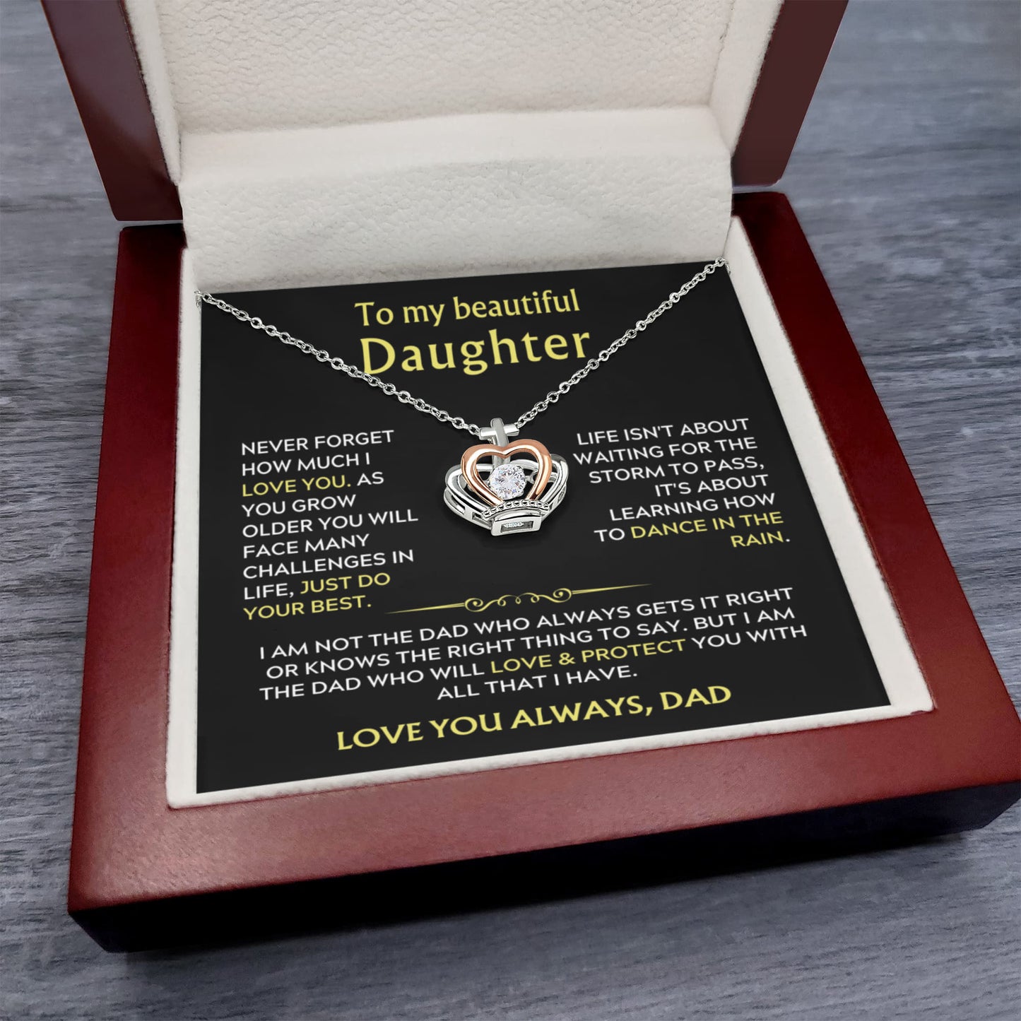 To My Daughter Crown Necklace Gift from Dad