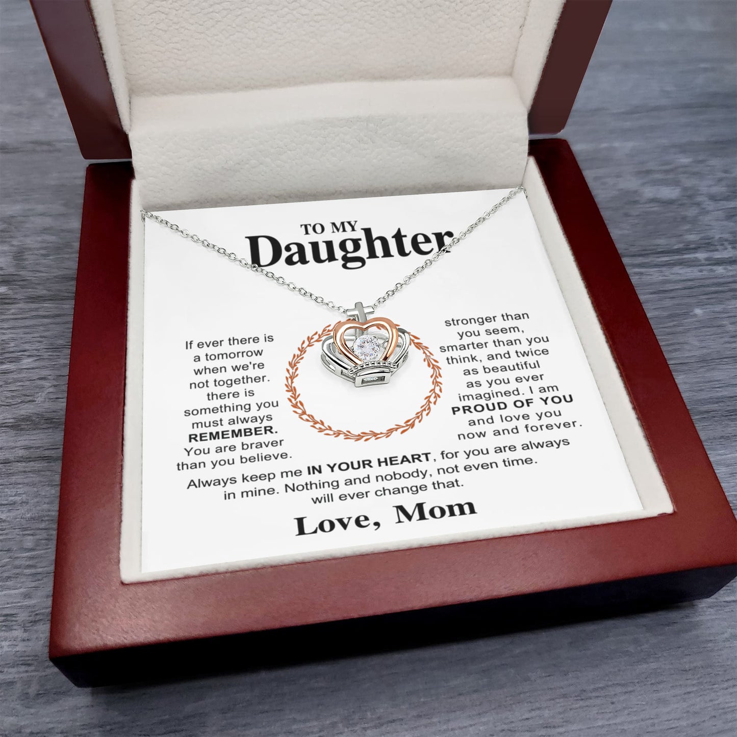 Daughter from mom Crown Necklace