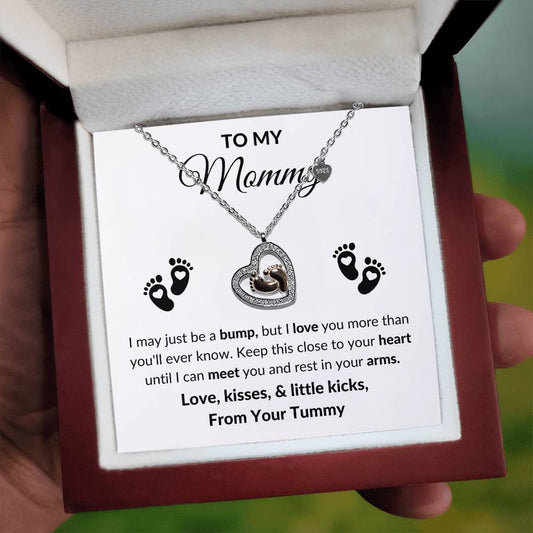 Mommy To Be 925 Sterling Silver Rose Gold Baby Feet Necklace