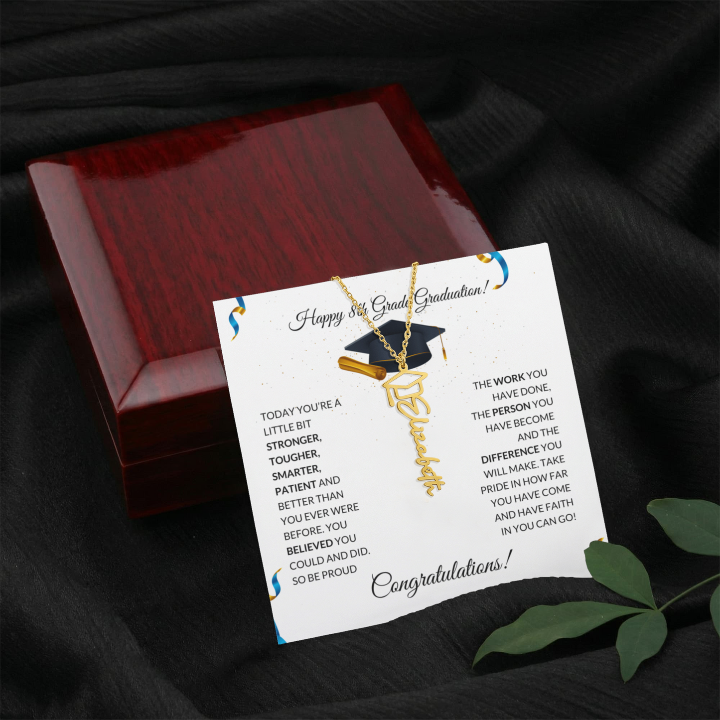 8th Grade Graduation Cap Name Necklace
