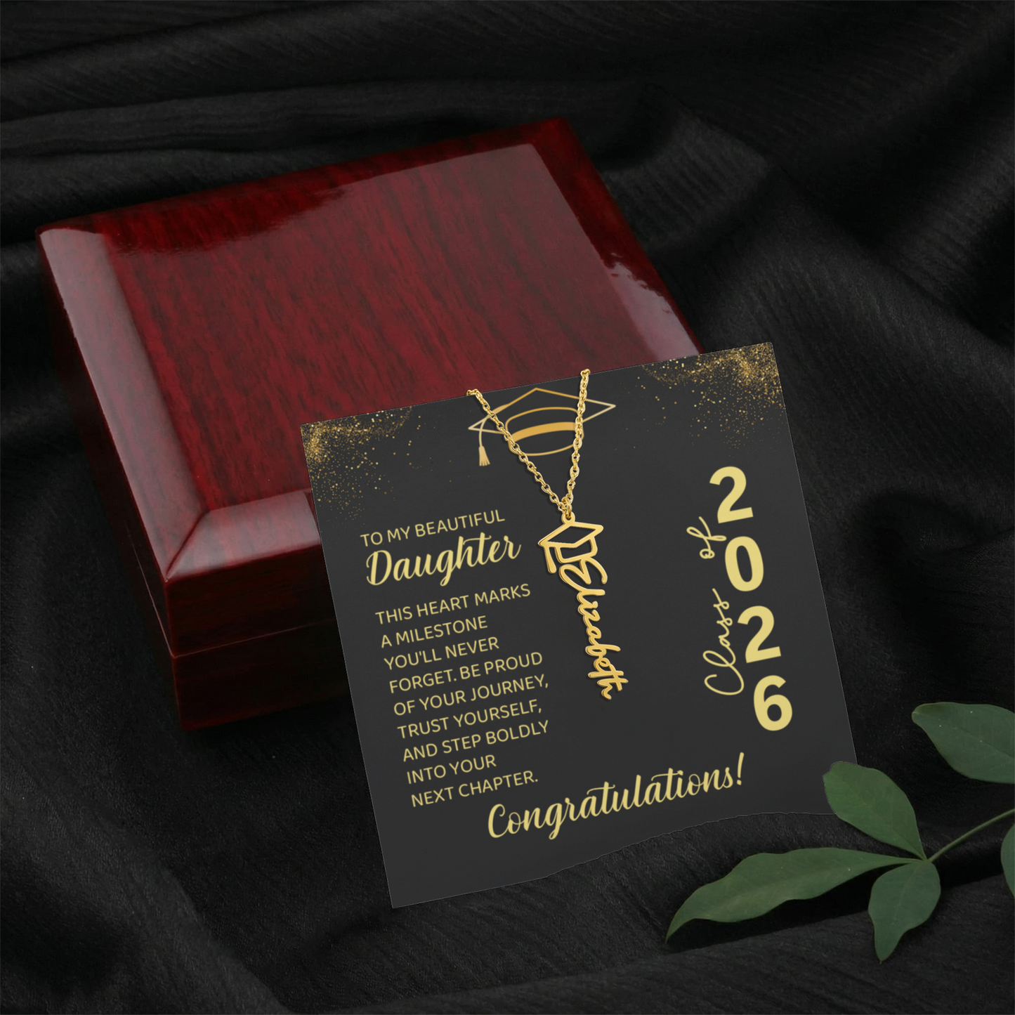 Class of 2026 Graduation Cap Name Necklace