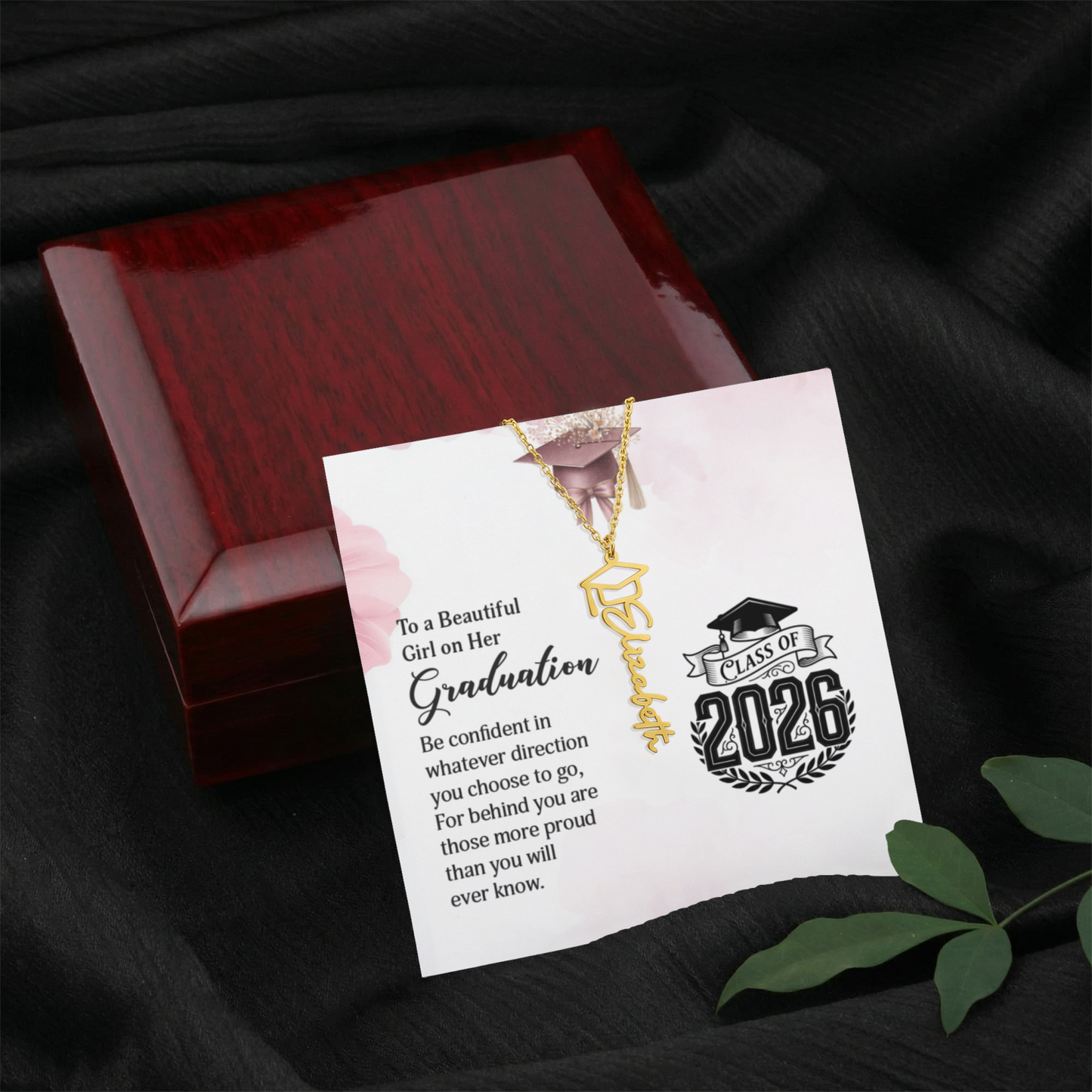 Class of 2026 Graduation Cap Name Necklace