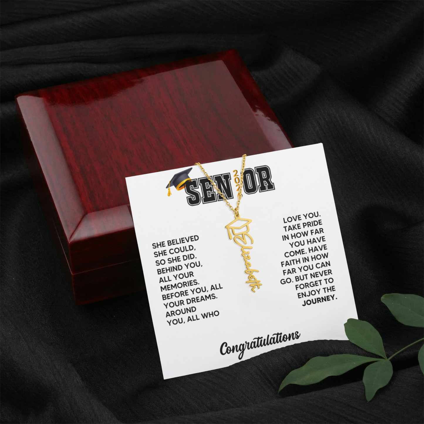 Class of 2026 Graduation Cap Name Necklace
