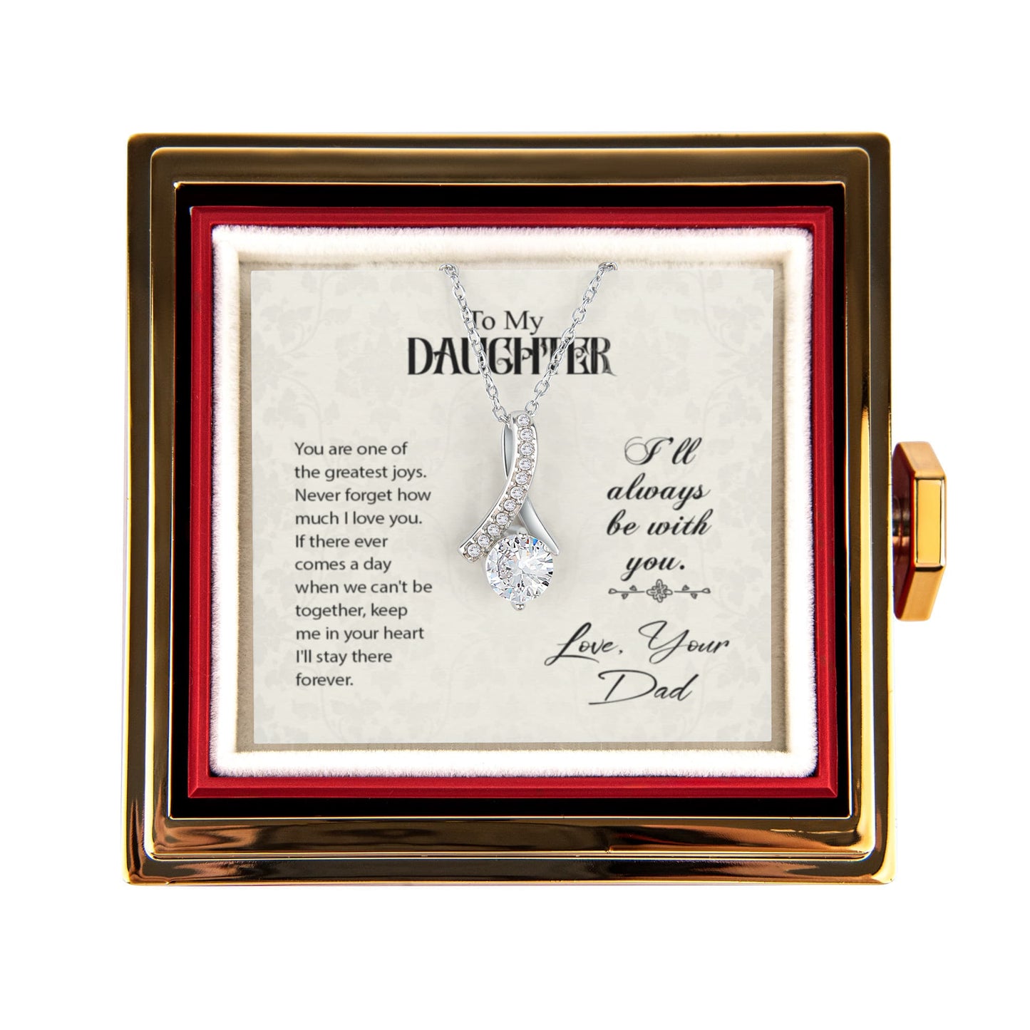 Daughter Petite Ribbon Necklace Preserved Rose Gift Set