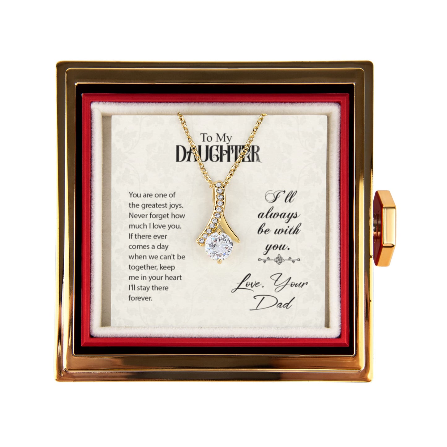 Daughter Petite Ribbon Necklace Preserved Rose Gift Set