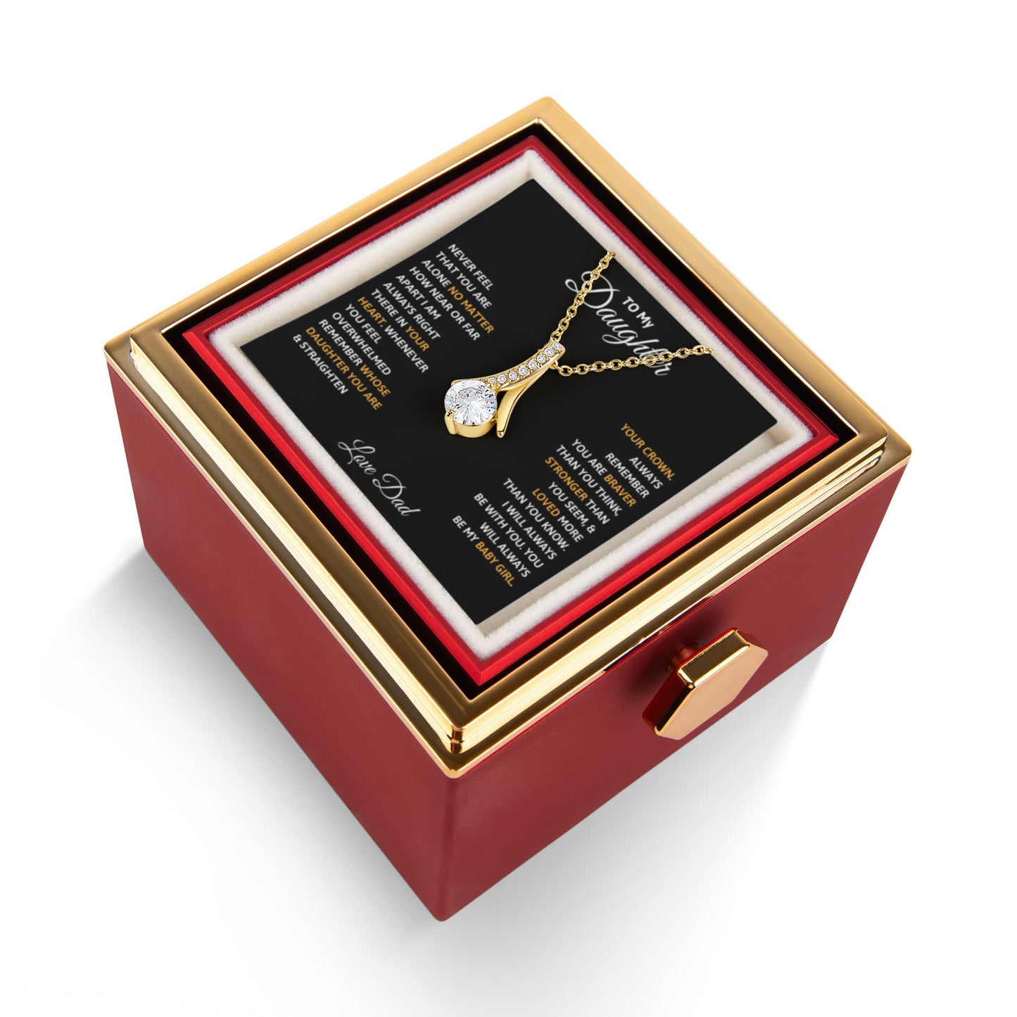 Daughter Petite Ribbon Necklace Rose Box Gift Set
