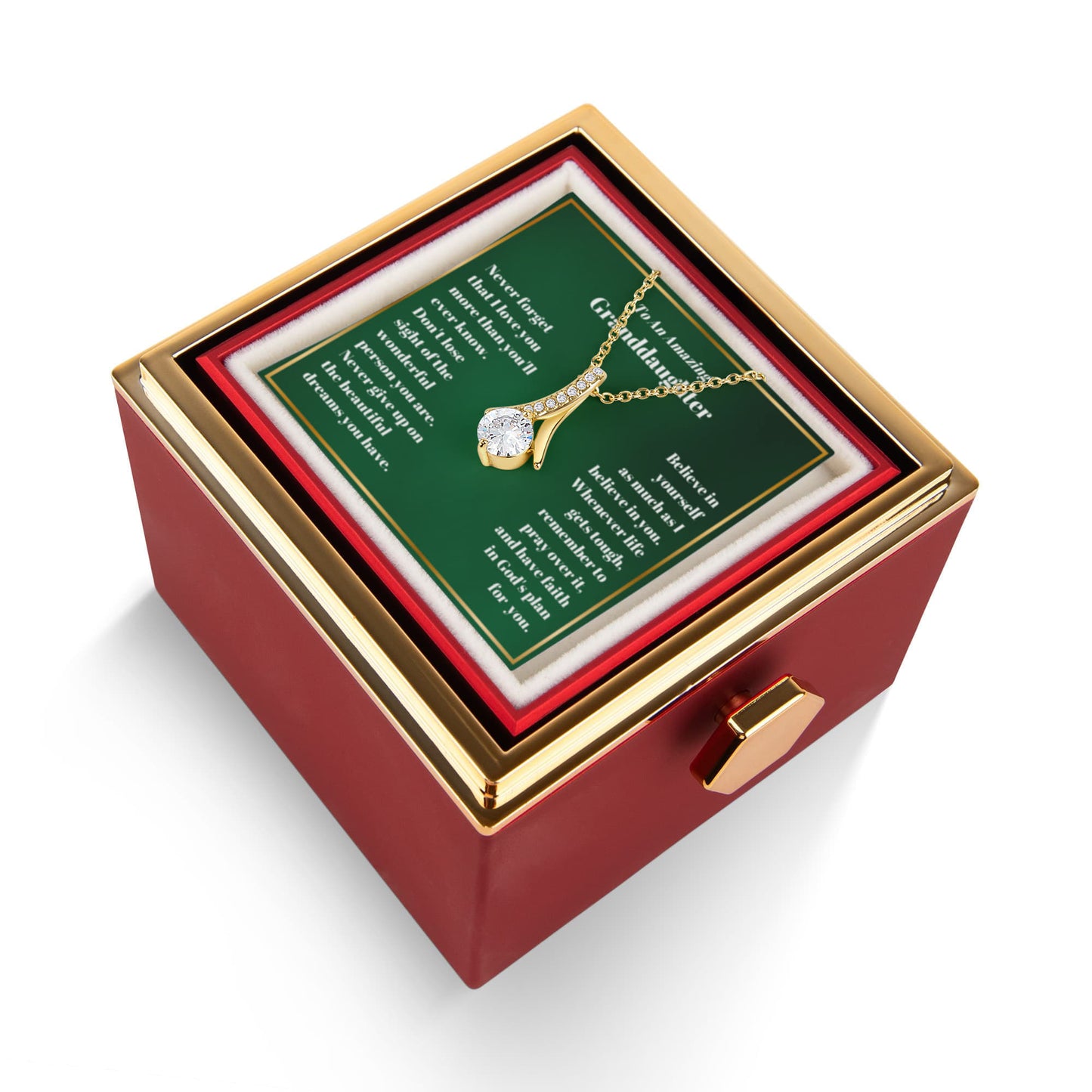 Granddaughter Petite Ribbon Necklace Rose Box Gift Set