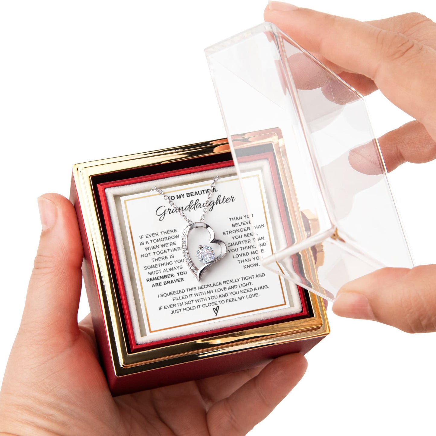 To My Granddaughter Necklace Rotating Rose Box Gift Set