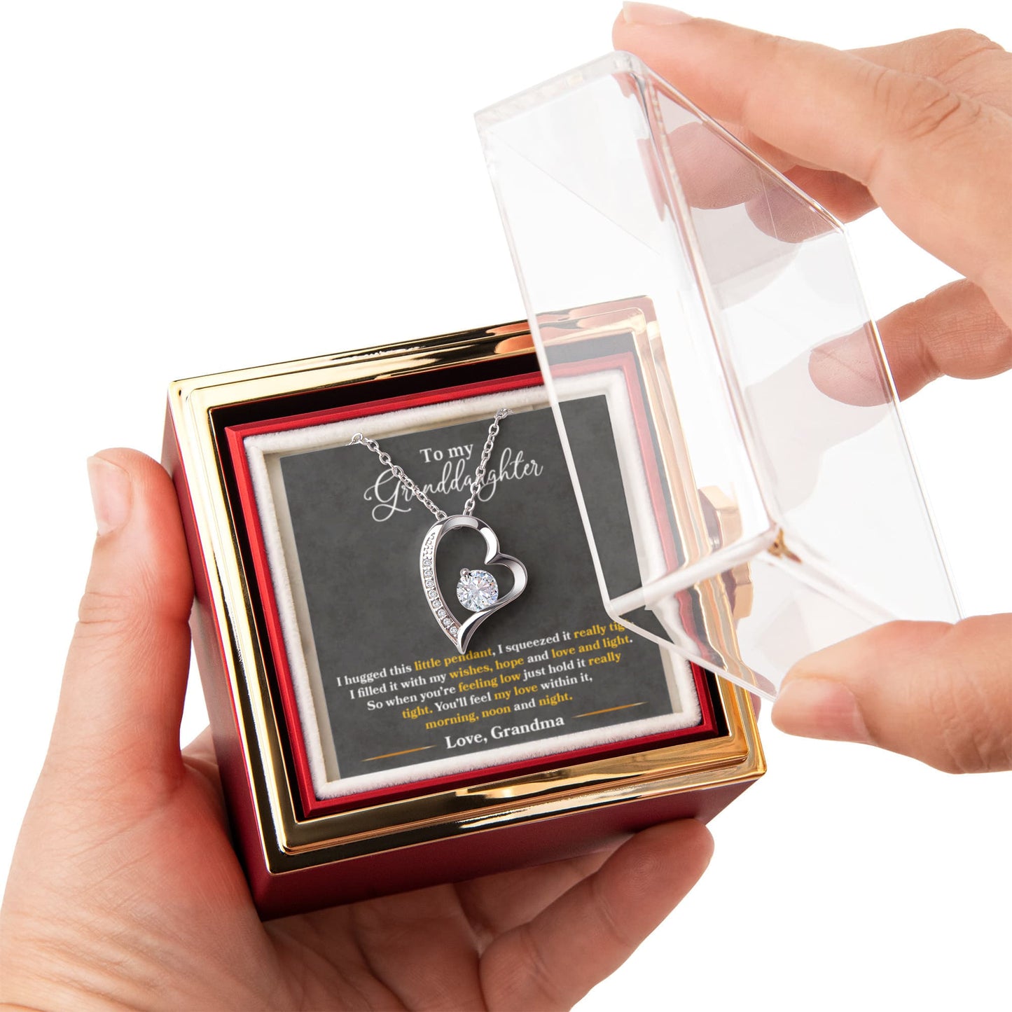 To My Granddaughter Necklace Rotating Rose Box Gift Set