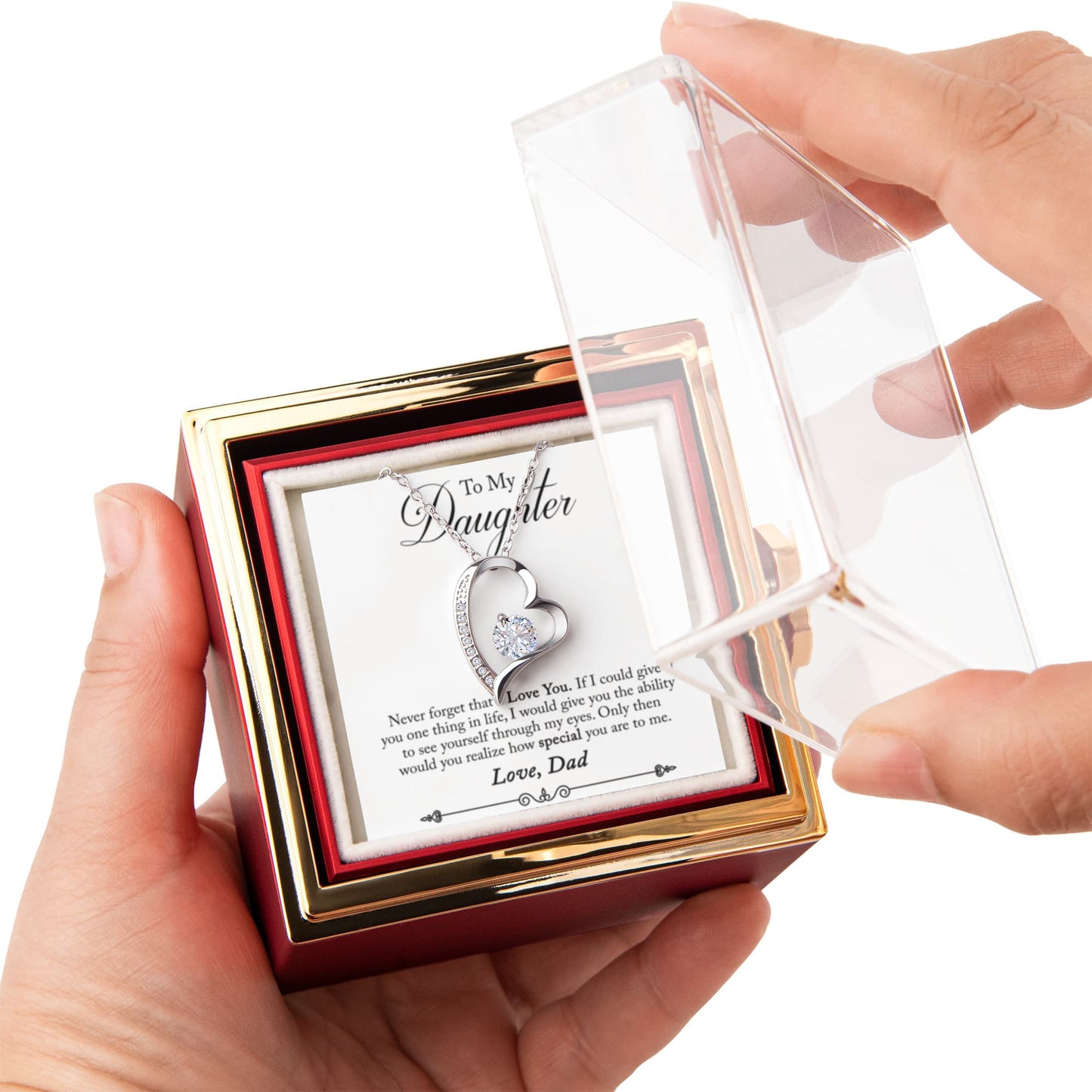 To My Daughter Necklace Rotating Rose Box Gift Set