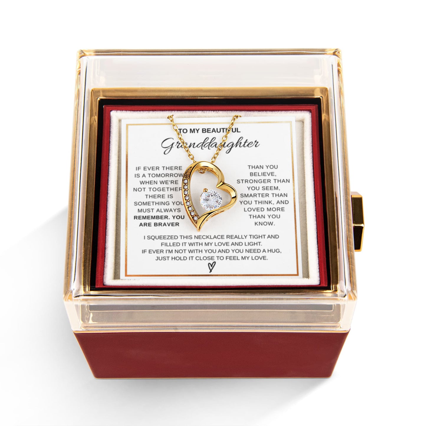 To My Granddaughter Necklace Rotating Rose Box Gift Set