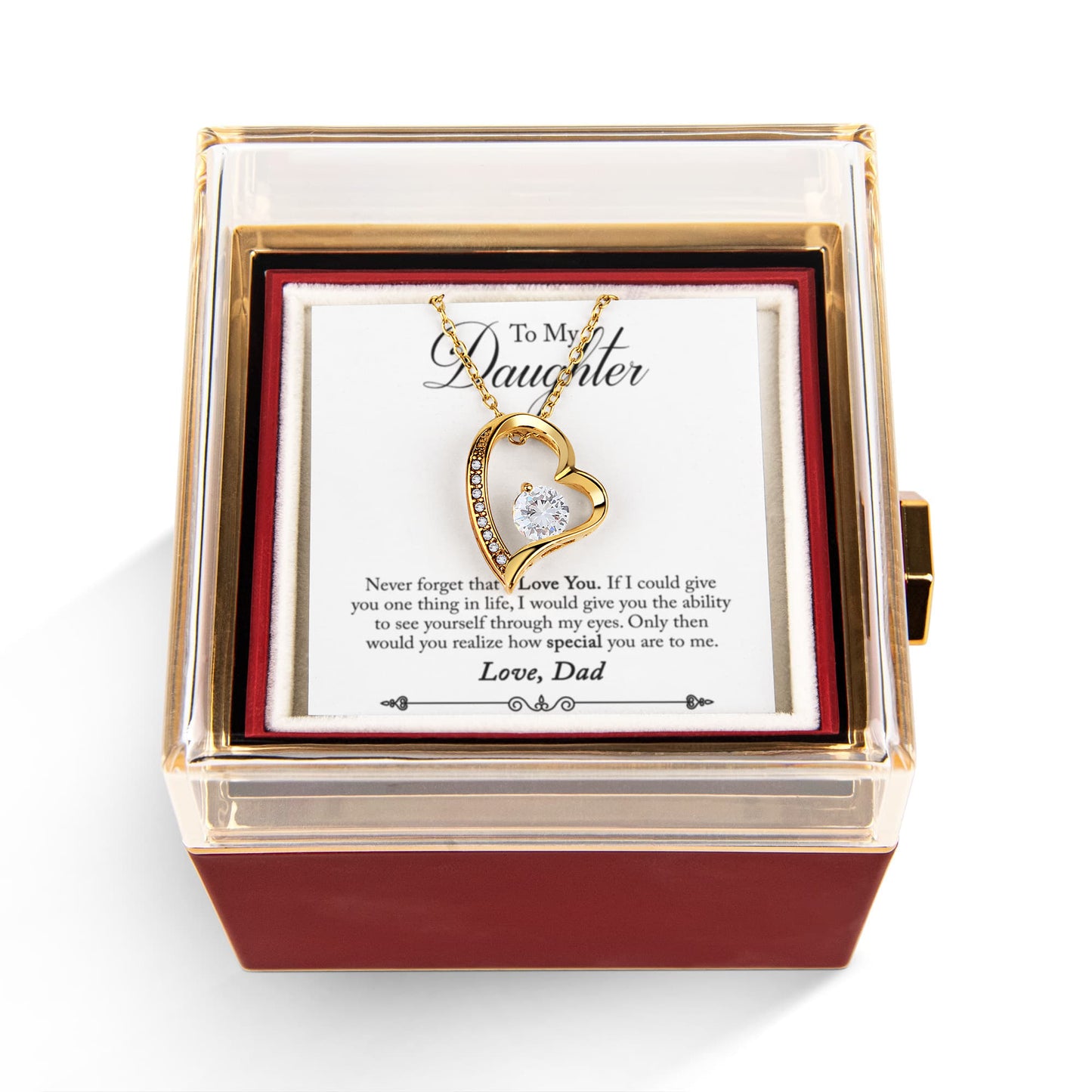 To My Daughter Necklace Rotating Rose Box Gift Set
