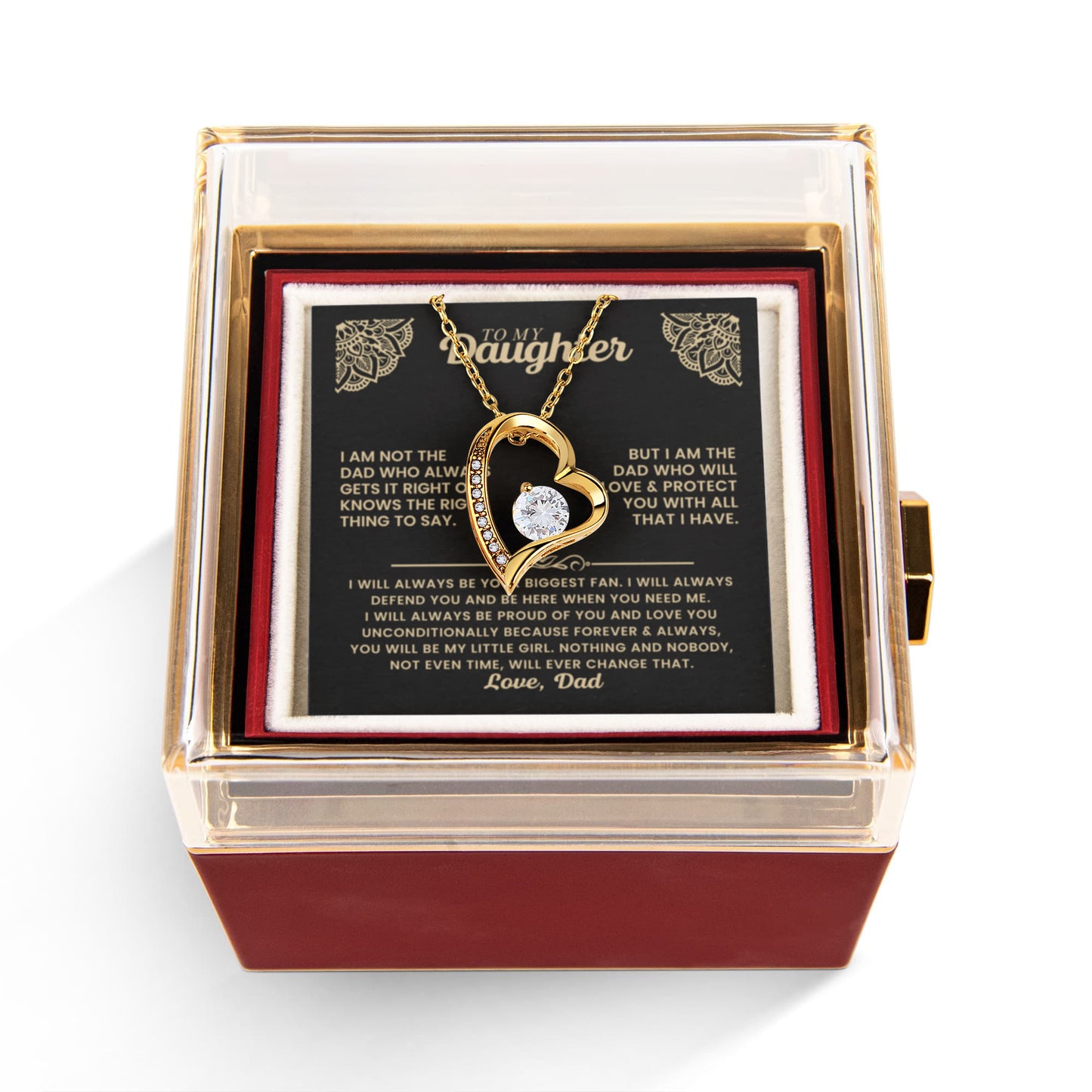 To My Daughter Necklace Rotating Rose Box Gift Set