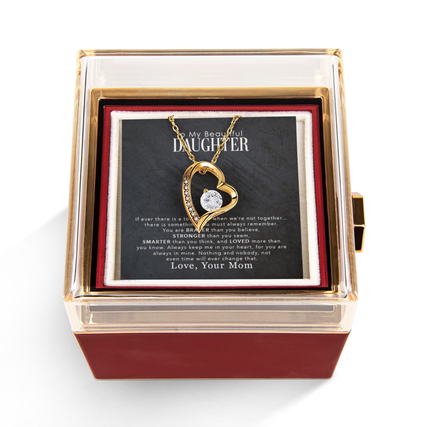 To My Daughter Necklace Rotating Rose Box Gift Set
