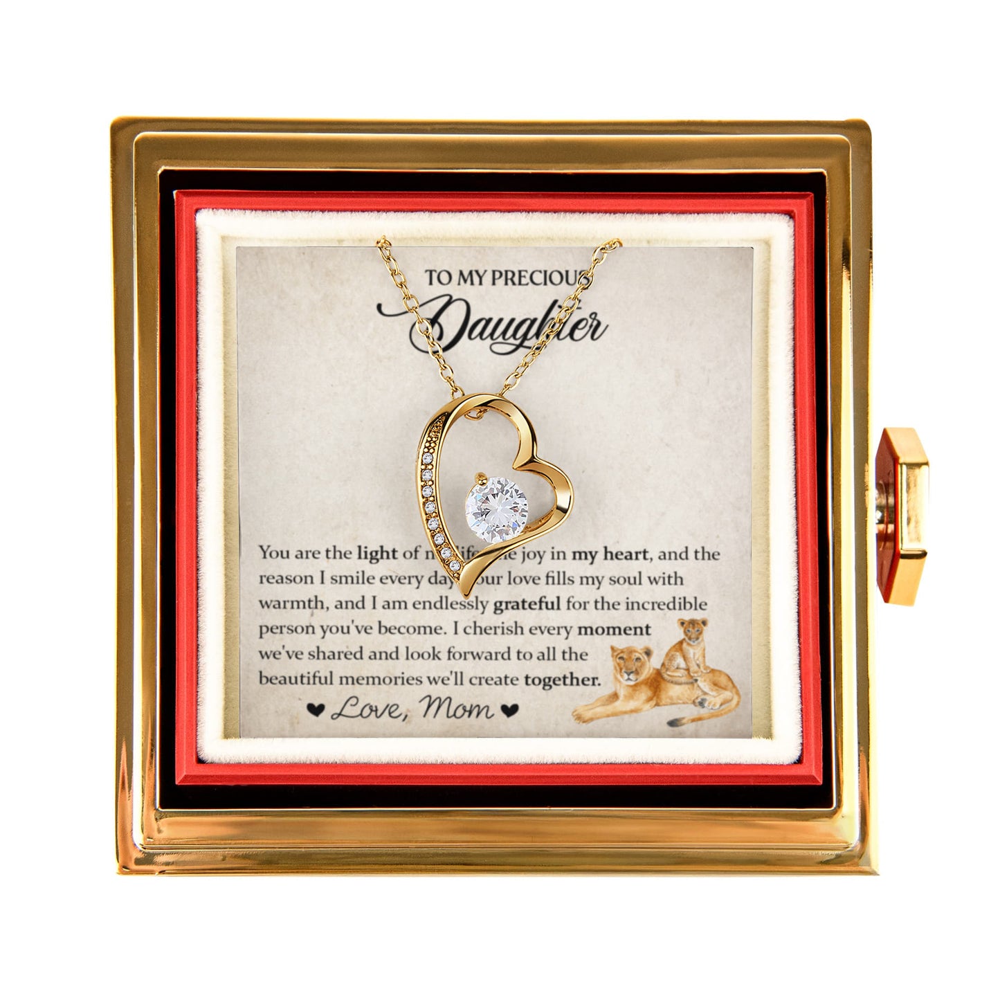 To My Daughter Necklace Rotating Rose Box Gift Set