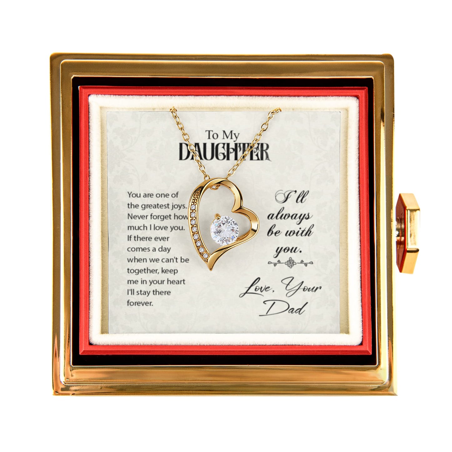 To My Daughter Necklace Rotating Rose Box Gift Set