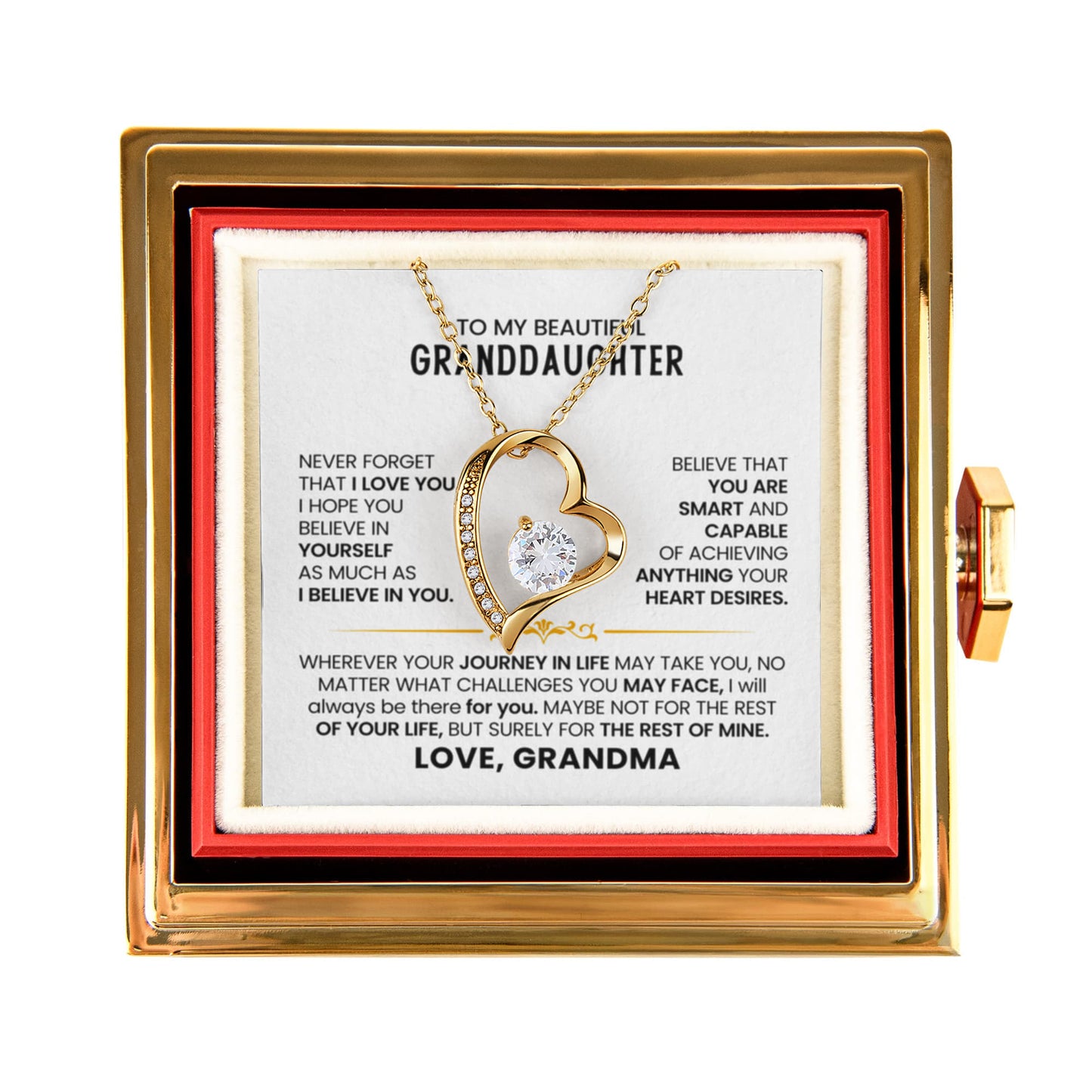 To My Granddaughter Necklace Rotating Rose Box Gift Set