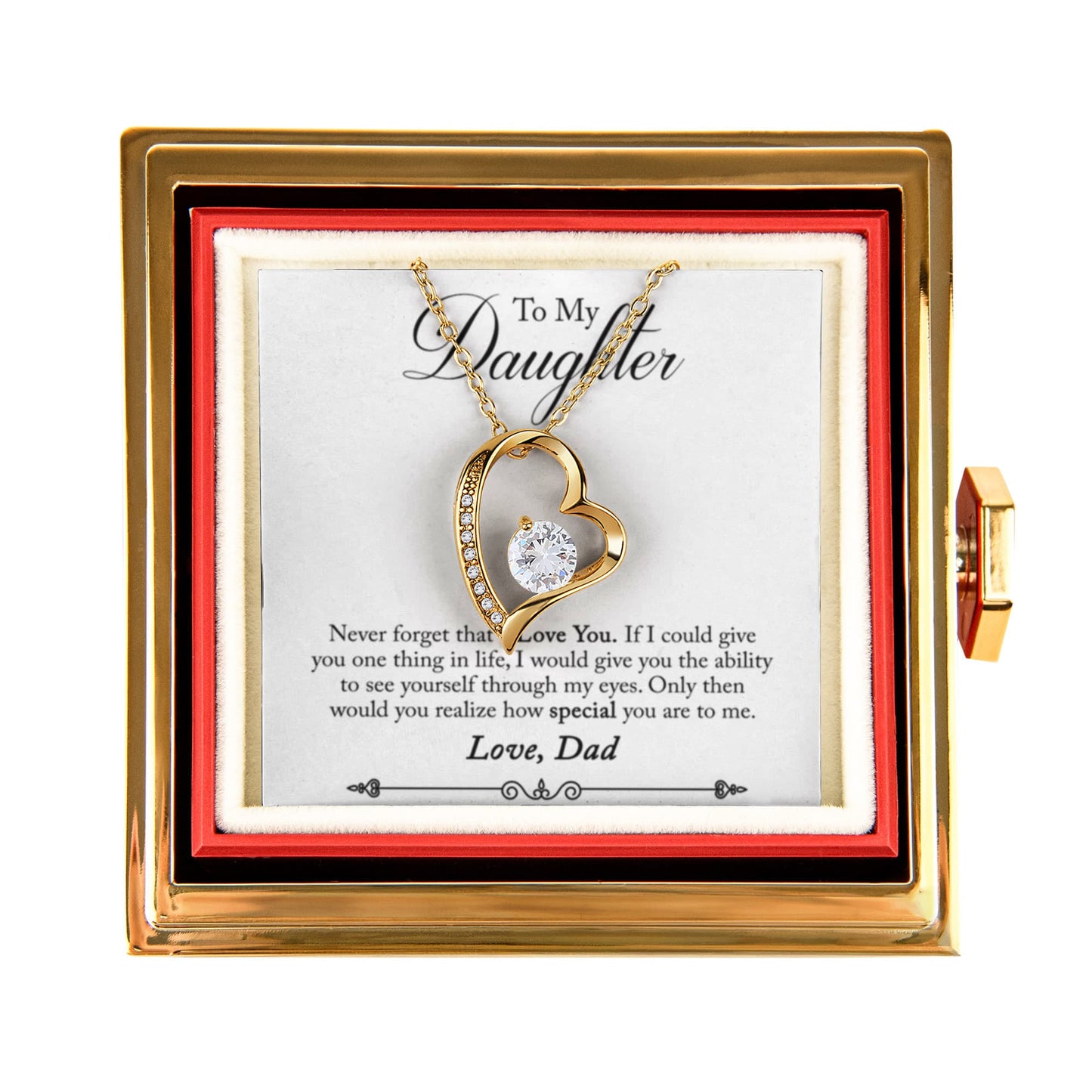 To My Daughter Necklace Rotating Rose Box Gift Set