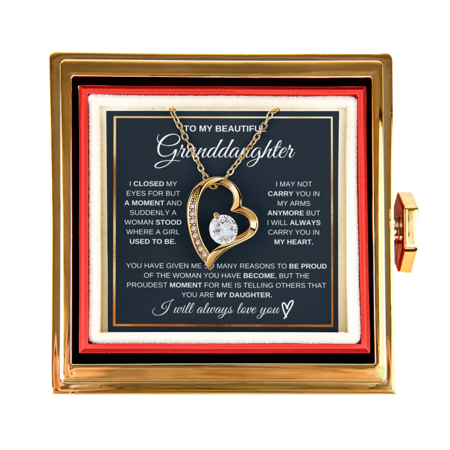 To My Granddaughter Necklace Rotating Rose Box Gift Set