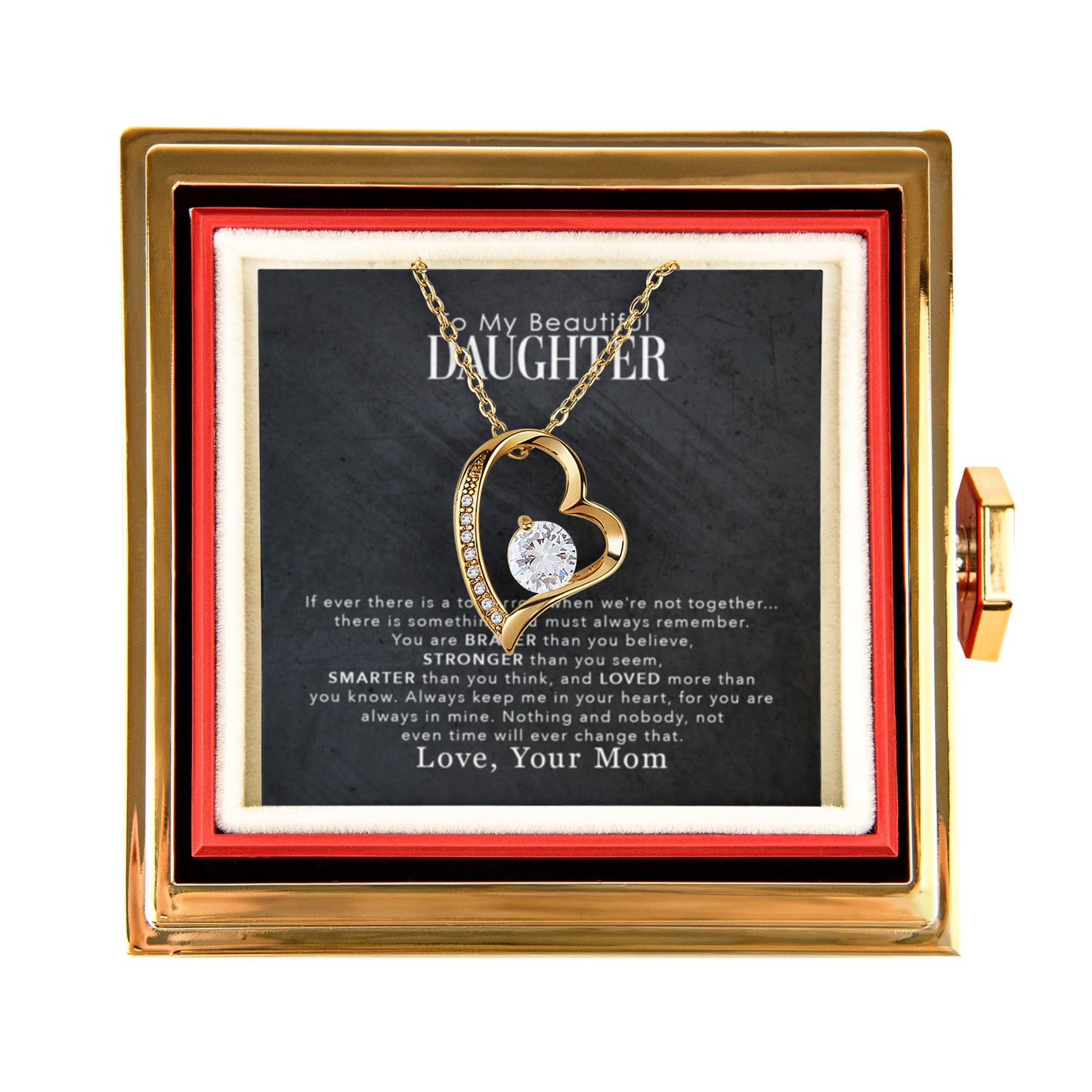 To My Daughter Necklace Rotating Rose Box Gift Set