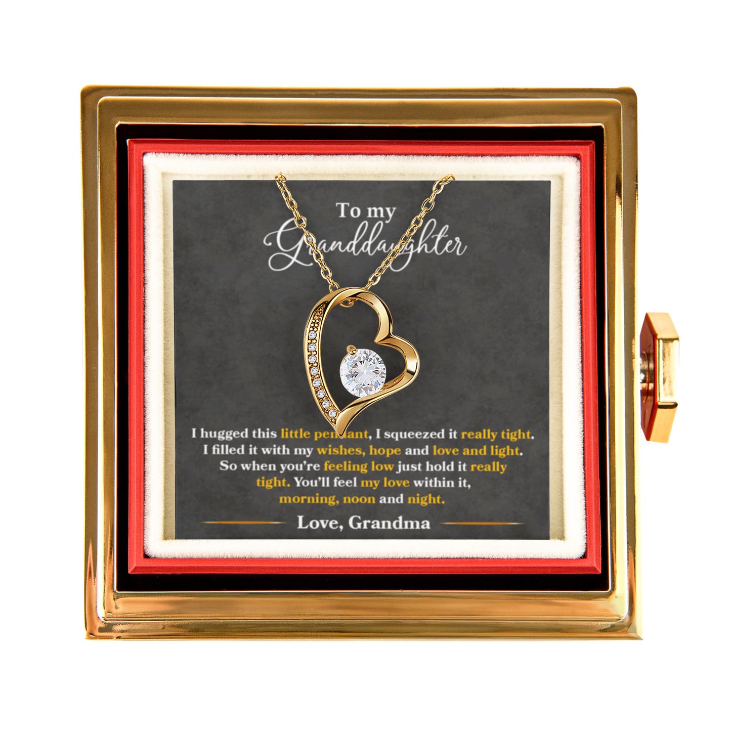 To My Granddaughter Necklace Rotating Rose Box Gift Set