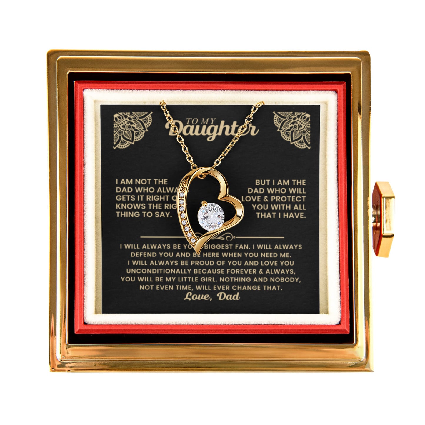 To My Daughter Necklace Rotating Rose Box Gift Set
