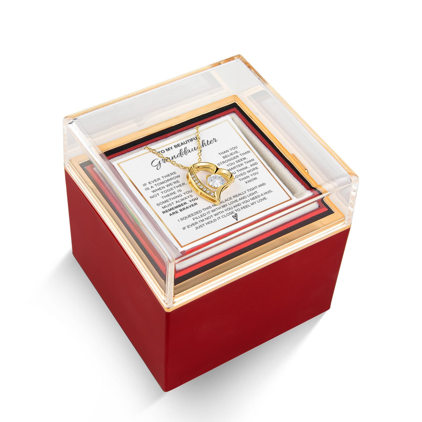 To My Granddaughter Necklace Rotating Rose Box Gift Set