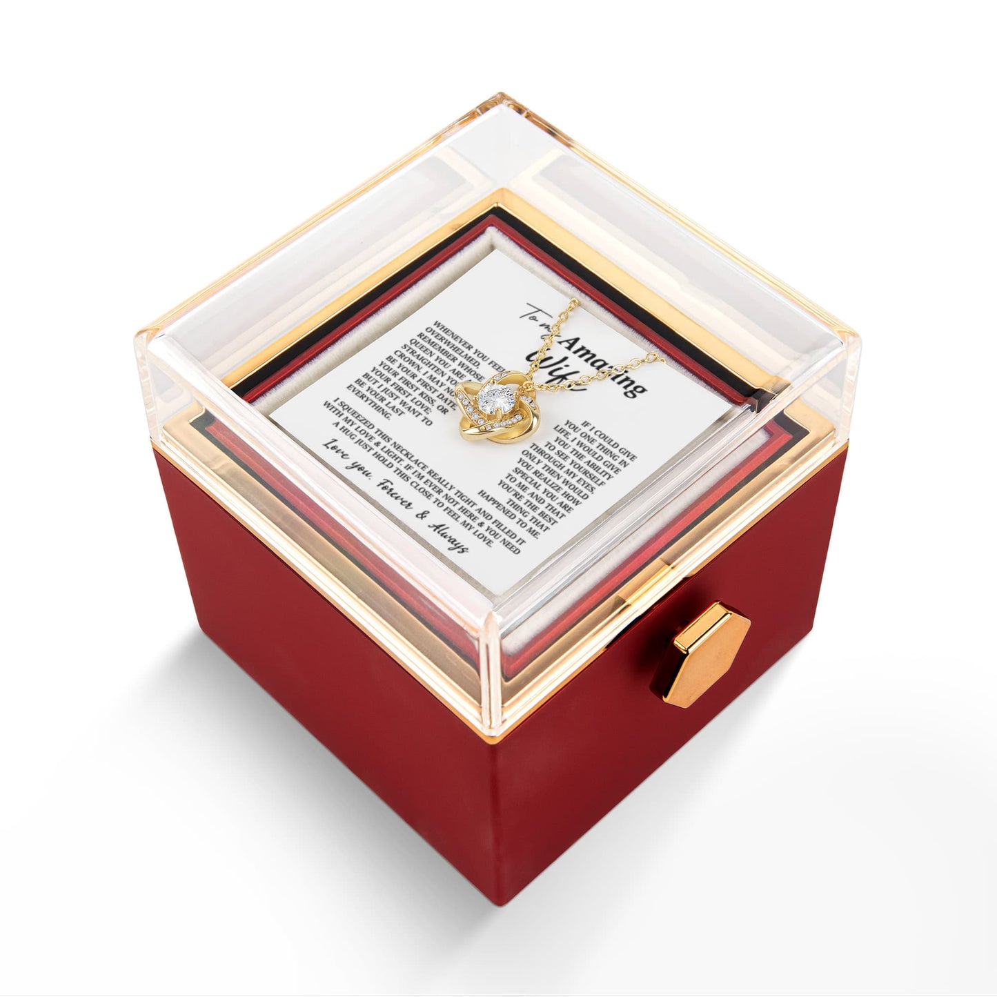 To My Amazing Wife Rotating Rose & Necklace Gift Set