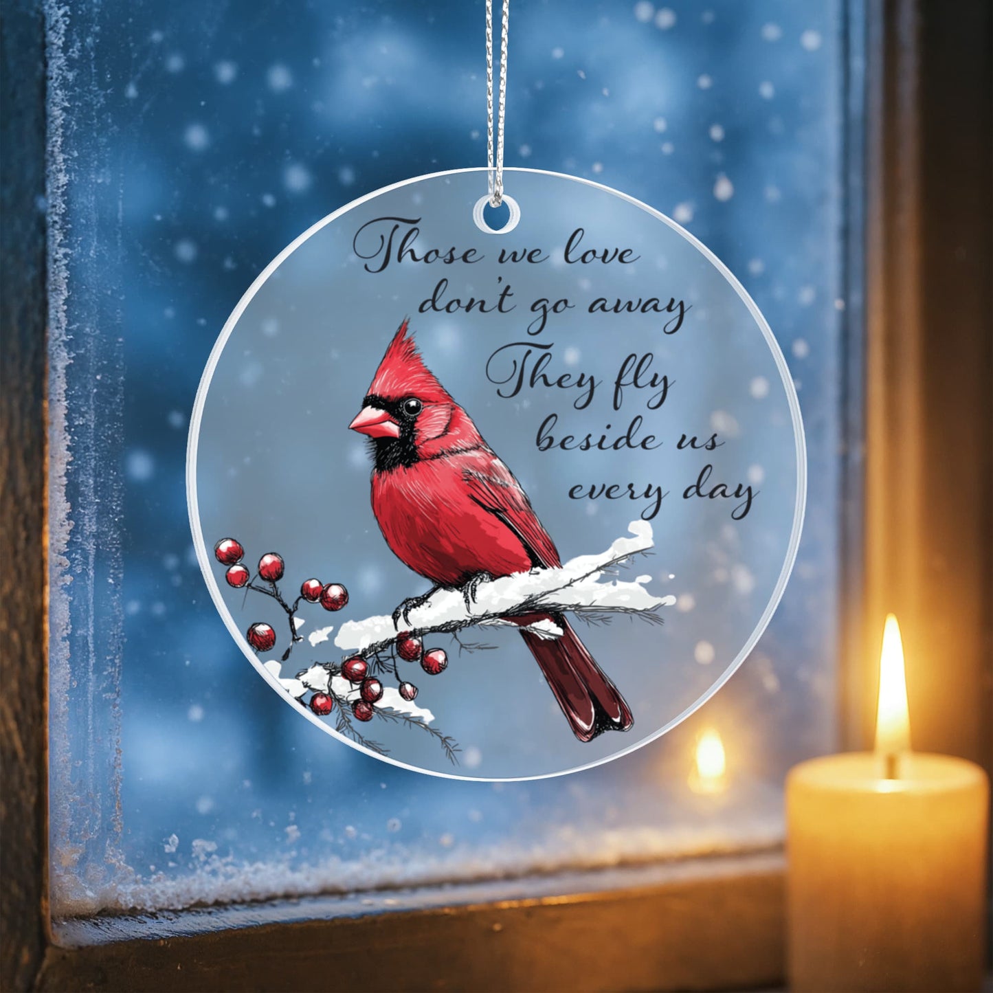 Cardinal Round Acrylic Christmas Ornament