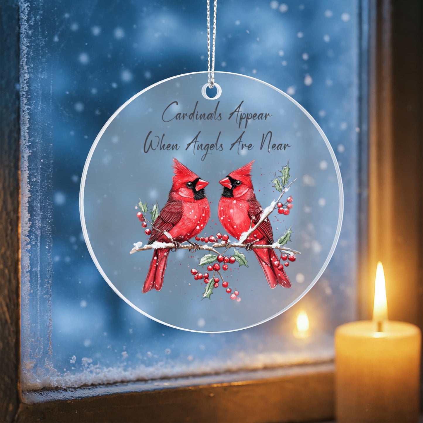 Cardinal Round Acrylic Christmas Ornament