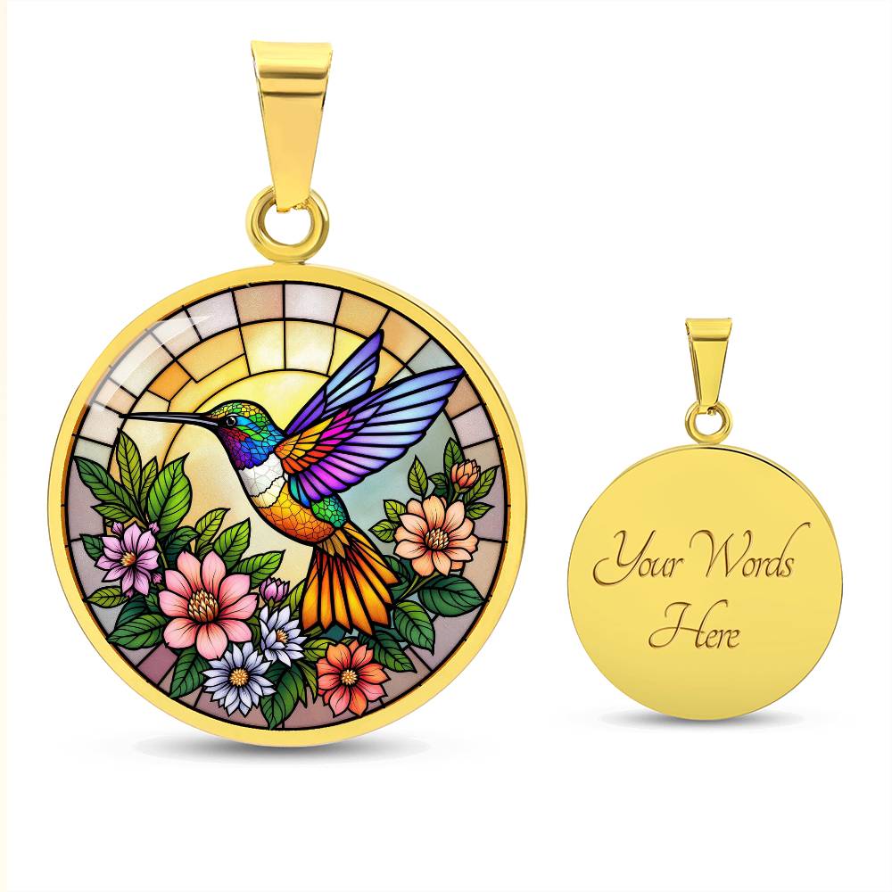 Hummingbird Floral Necklace with Engraving
