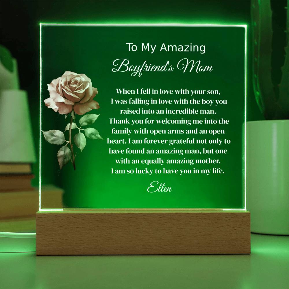 Personalized Boyfriend's Mom Lighted Plaque