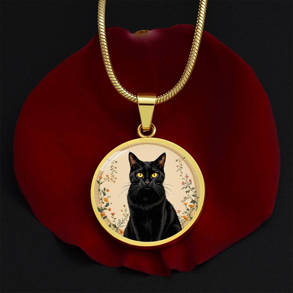 Personalized Black Cat Pendant Necklace