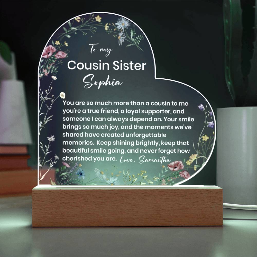 To My Cousin Acrylic Heart Plaque