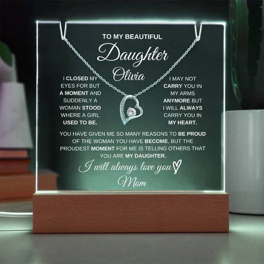 Daughter Heart Necklace & Lighted Jewelry Holder Plaque