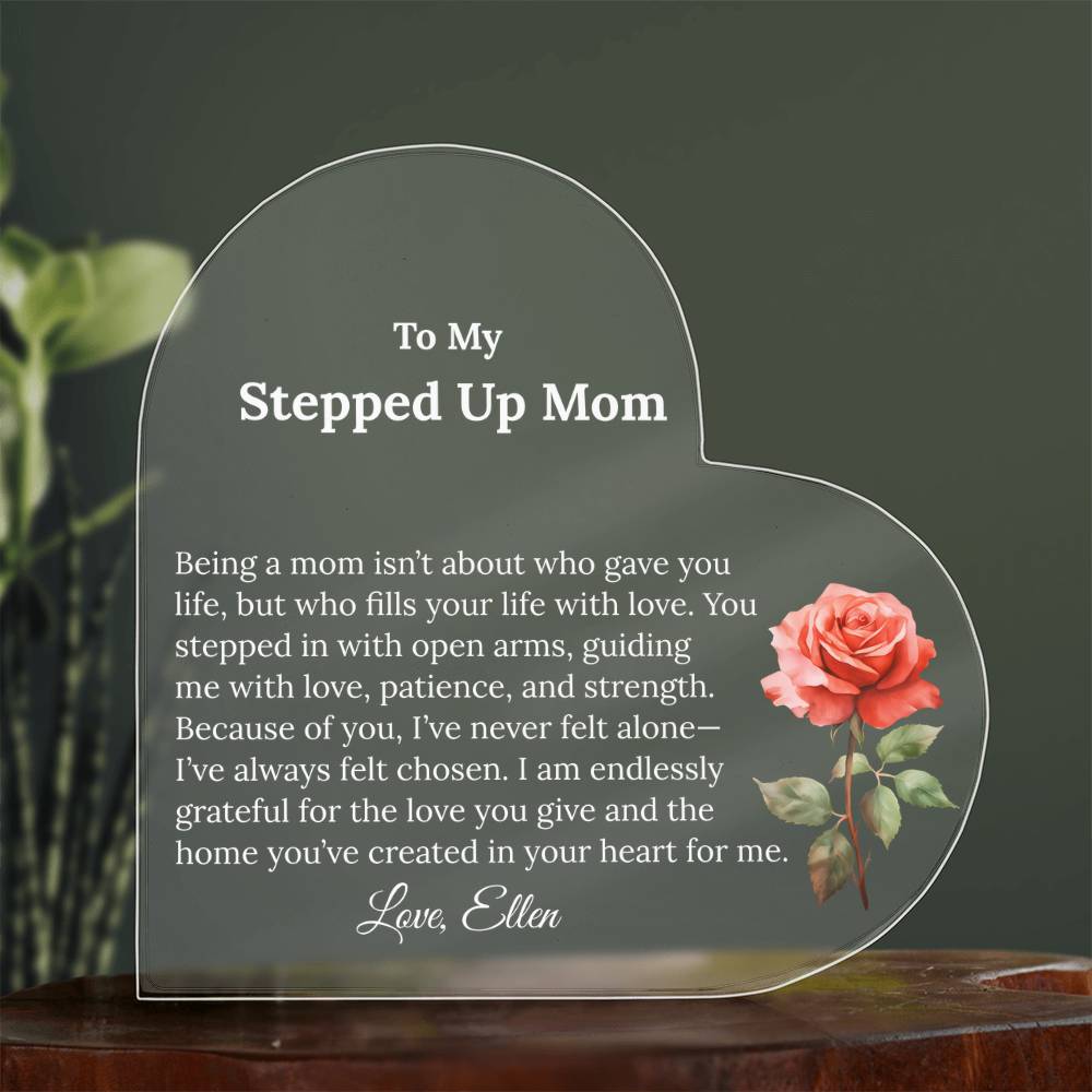 Personalized Stepped Up Mom Heart Plaque